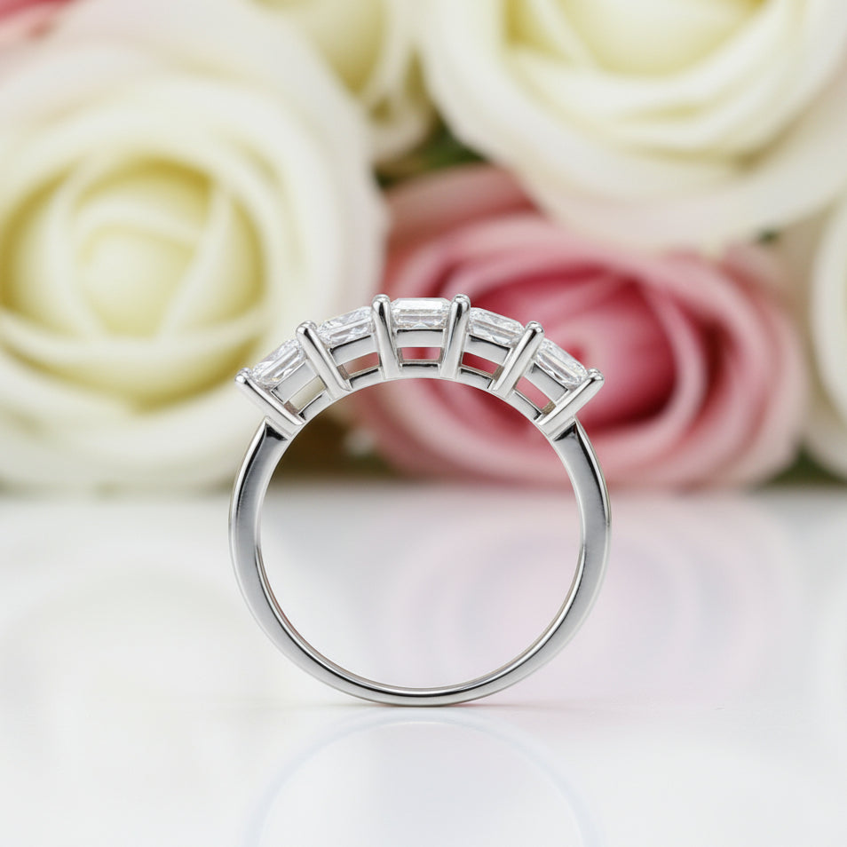 Princess Cut Five Stone 1.25 Ct Wedding Band-Black Diamonds New York