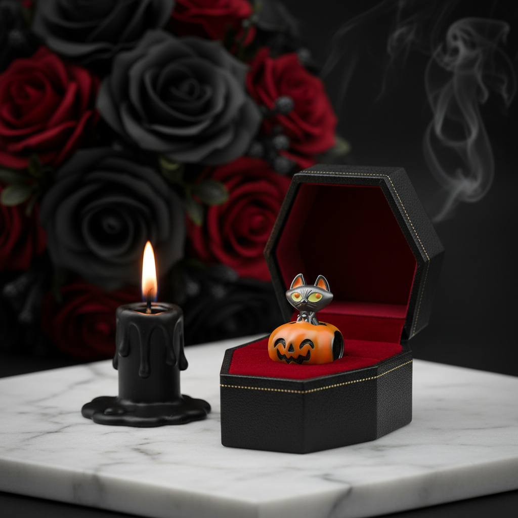 Pumpkin Black Cat Halloween Charm Series-Black Diamonds New York