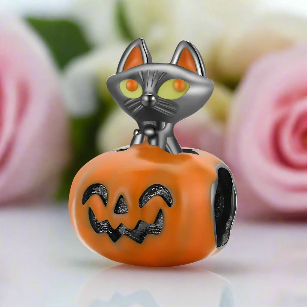 Pumpkin Black Cat Halloween Charm Series-Black Diamonds New York