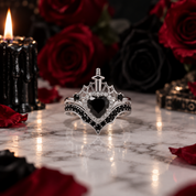 Queen of Hearts- Heart Shape Diamond Option Gothic Wedding Ring-Black Diamonds New York