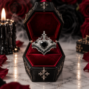 Queen of Hearts- Heart Shape Diamond Option Gothic Wedding Ring-Black Diamonds New York