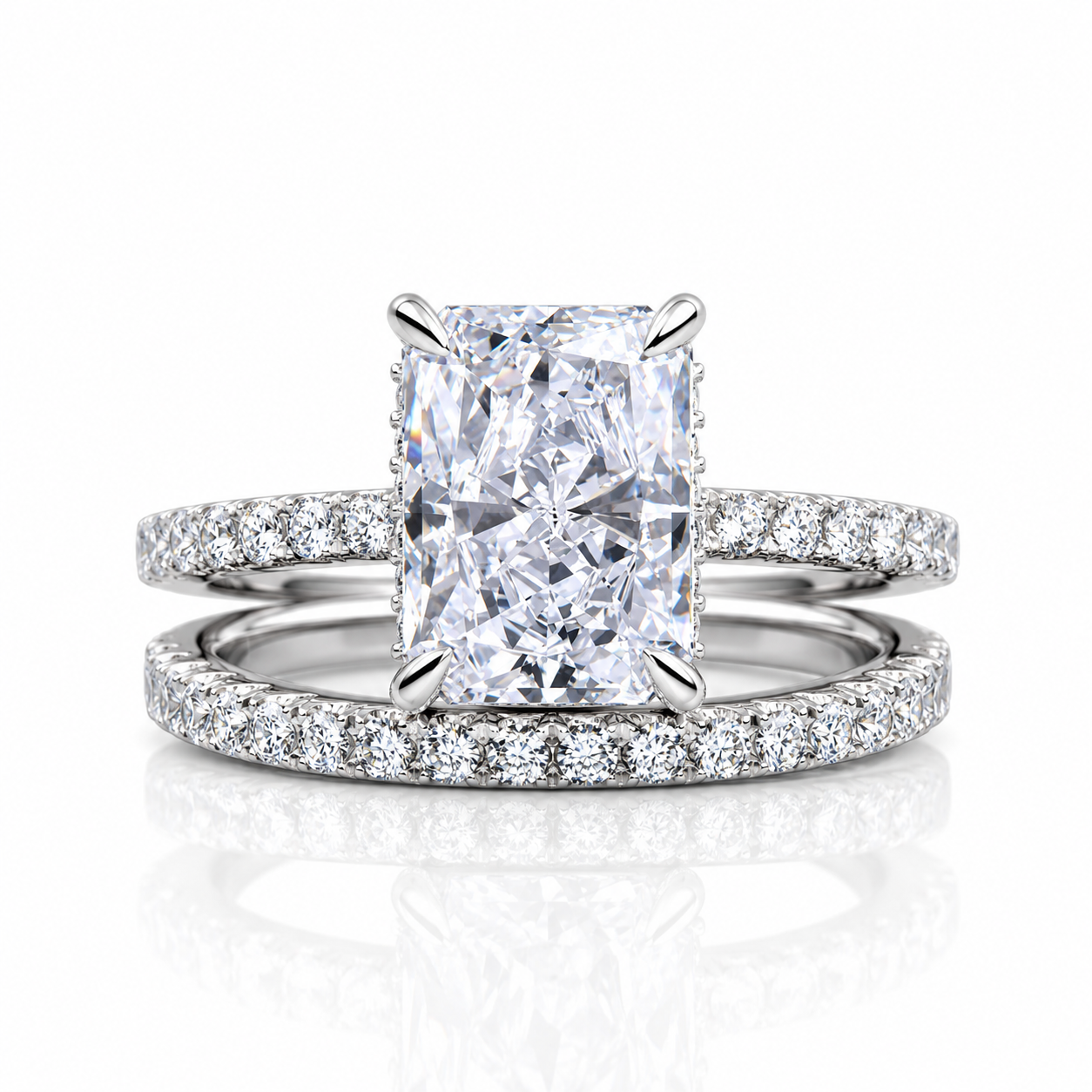3.5ct Diamond Option Radiant Cut Wedding Ring Set-Black Diamonds New York