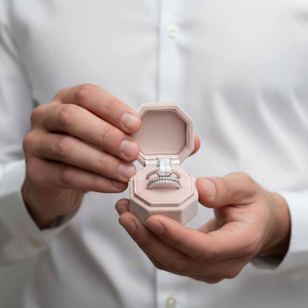 Radiant Cut Diamond 3pcs Ring Set-Black Diamonds New York