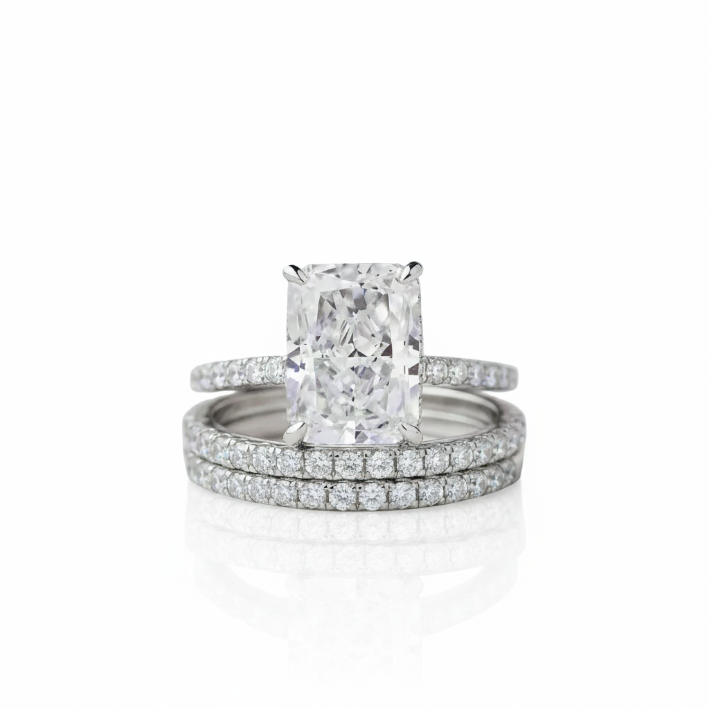 Radiant Cut Diamond Option 3pcs Ring Set-Black Diamonds New York