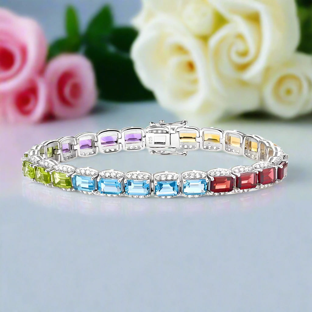 Radiant Cut Nano Crystal Halo Bracelet-Black Diamonds New York