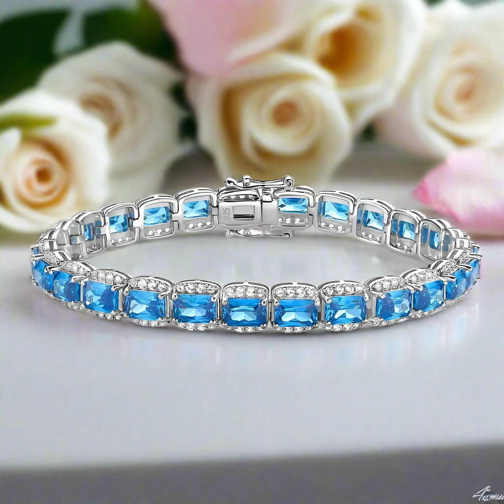 Radiant Cut Nano Crystal Halo Bracelet-Black Diamonds New York