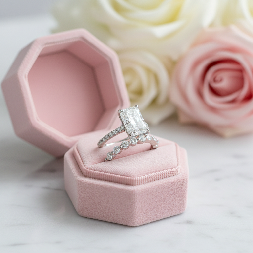 Radiant Cut Simulated Diamond Wedding Set-Black Diamonds New York