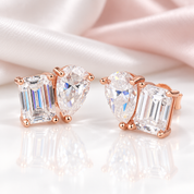 Radiant Pair Pear & Emerald Diamond Option Studs-Black Diamonds New York