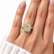 4.0 ct Light Yellow Radiant Cut Diamond Option Engagement Ring in 14k White Gold-Black Diamonds New York