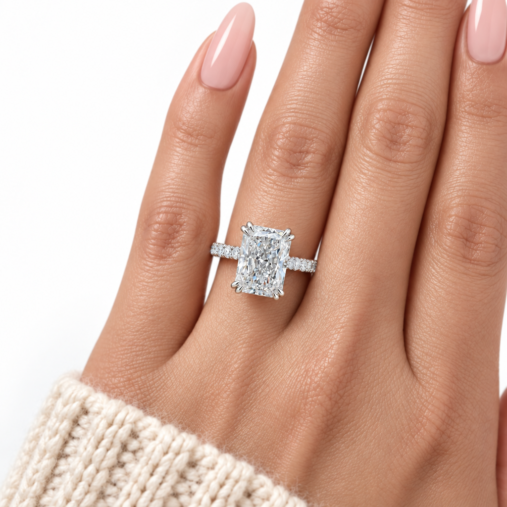 Elegant 3.0ct Radiant Cut Diamond Option Engagement Ring-Black Diamonds New York