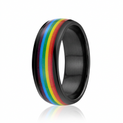 Rainbow 8mm Tungsten Carbide Men's Ring-Black Diamonds New York