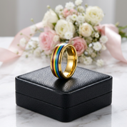Rainbow 8mm Tungsten Carbide Men's Ring-Black Diamonds New York