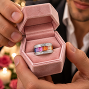11mm Rainbow Crystal Pave Setting Promise Ring-Black Diamonds New York