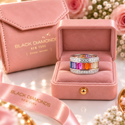 11mm Rainbow Crystal Pave Setting Promise Ring-Black Diamonds New York