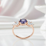 Rainbow Moonstone Promise Ring-Black Diamonds New York
