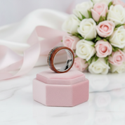 Redwood, Turquoise, and Deer Antler Inlay Tungsten Carbide Men's Ring-Black Diamonds New York