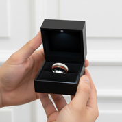 Redwood, Turquoise, and Deer Antler Inlay Tungsten Carbide Men's Ring-Black Diamonds New York