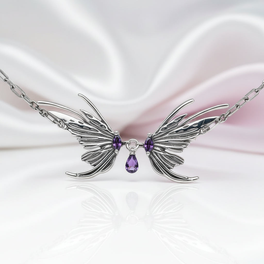 Retro Butterfly Necklace with Diamond-Black Diamonds New York