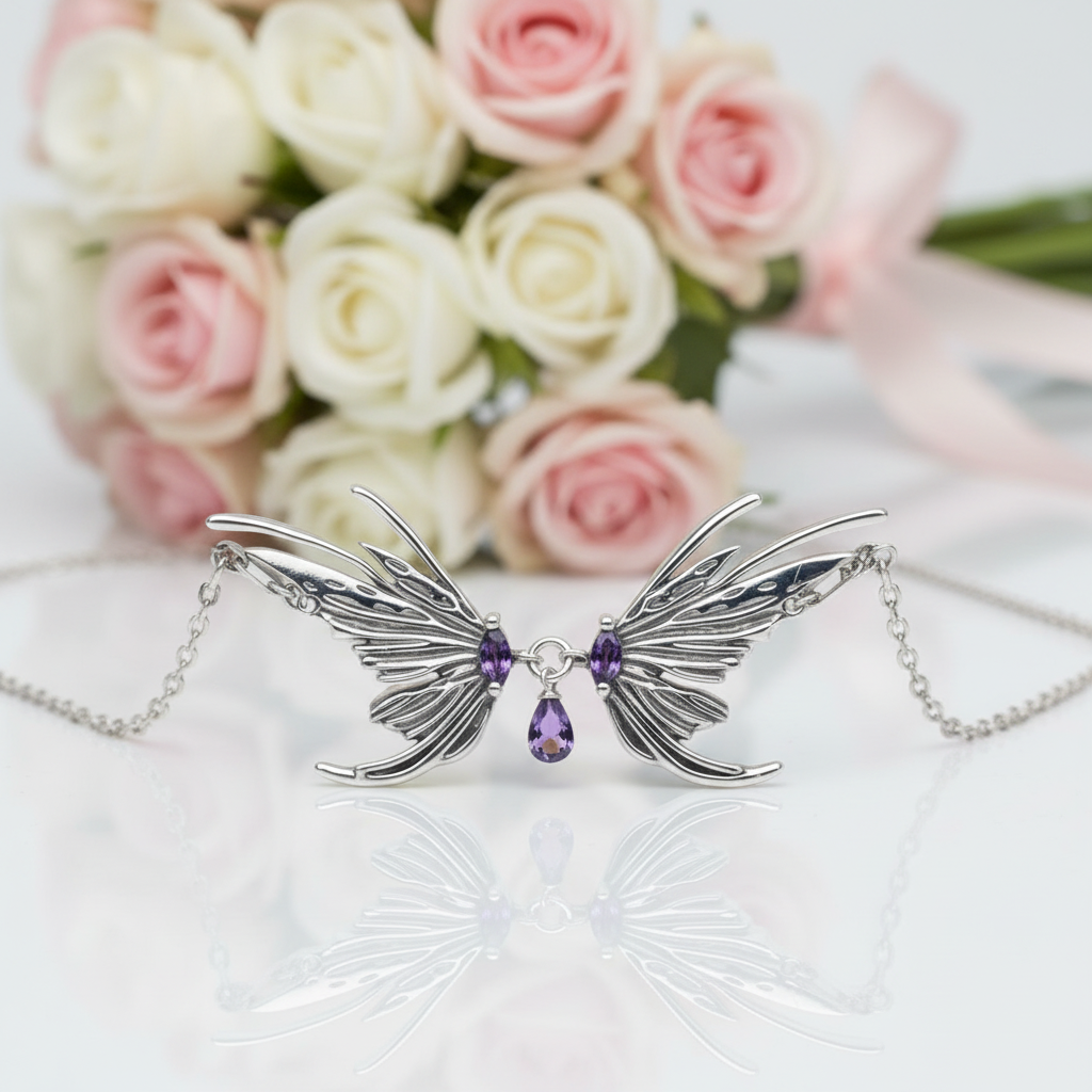 Retro Butterfly Necklace with Diamond-Black Diamonds New York