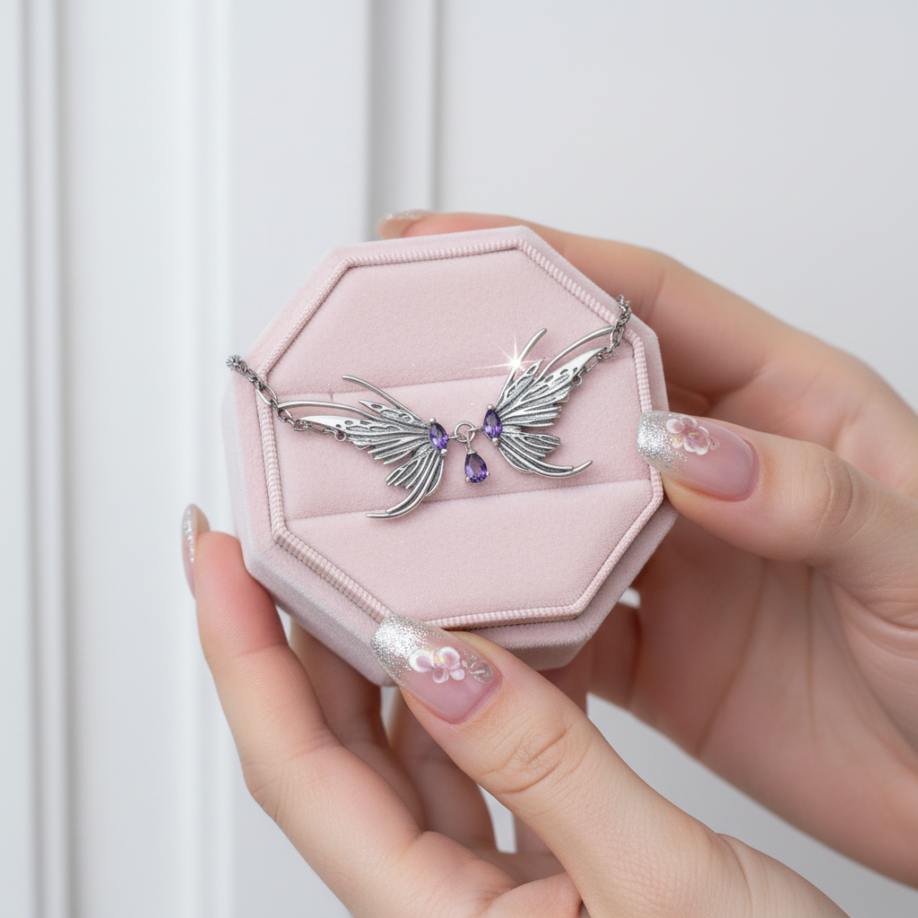 Retro Butterfly Necklace with Diamond Option-Black Diamonds New York