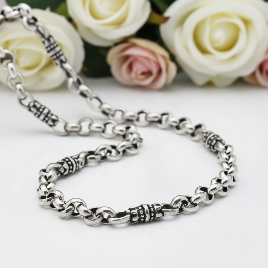Retro Flower Carving Tube Necklace-Black Diamonds New York