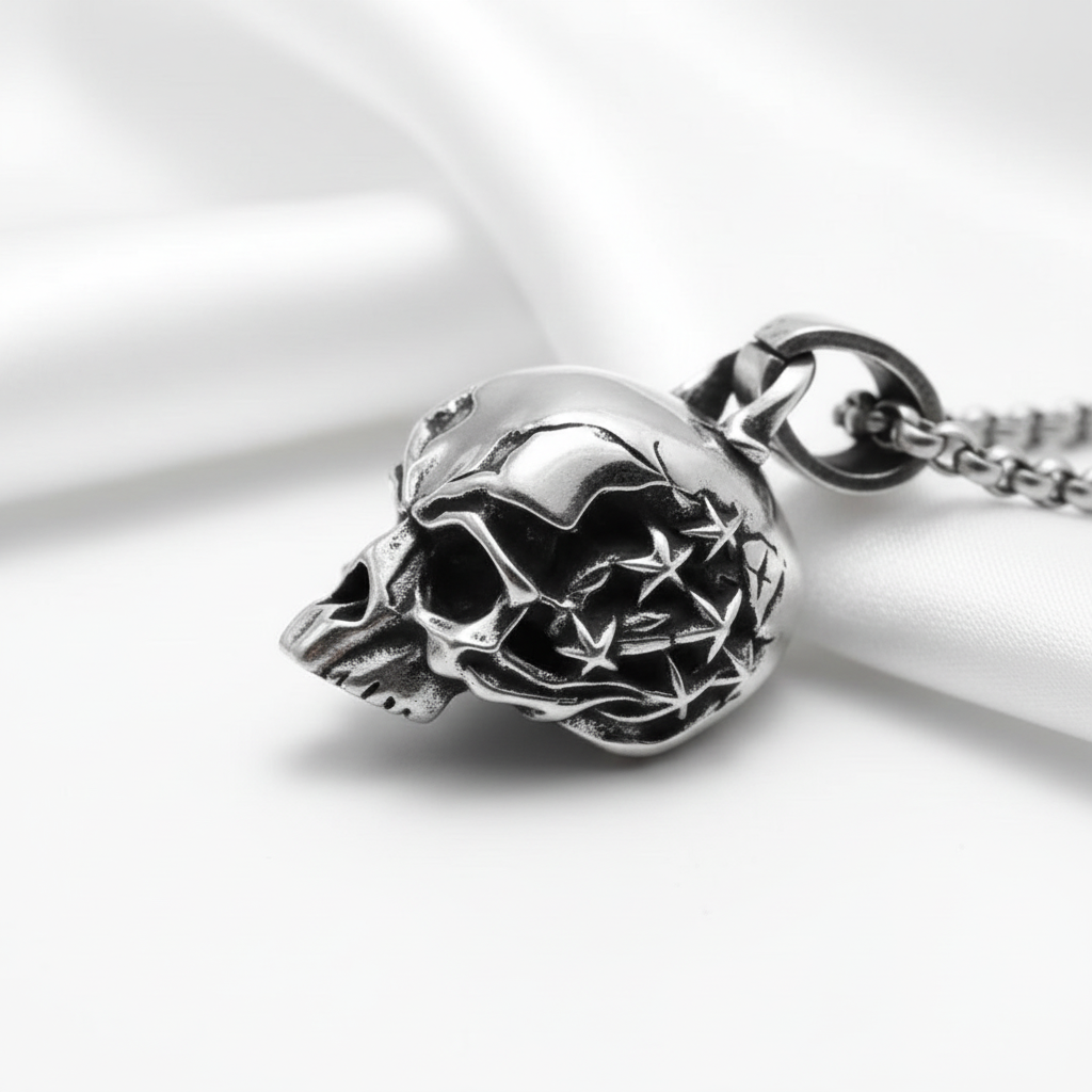 Retro Skull Pendant-Black Diamonds New York