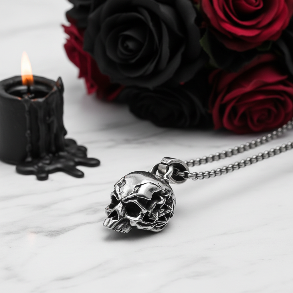 Retro Skull Pendant-Black Diamonds New York