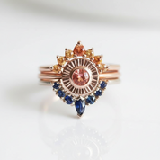 Retro Three-layer Diamond Option Sun and Flower Ring-Black Diamonds New York