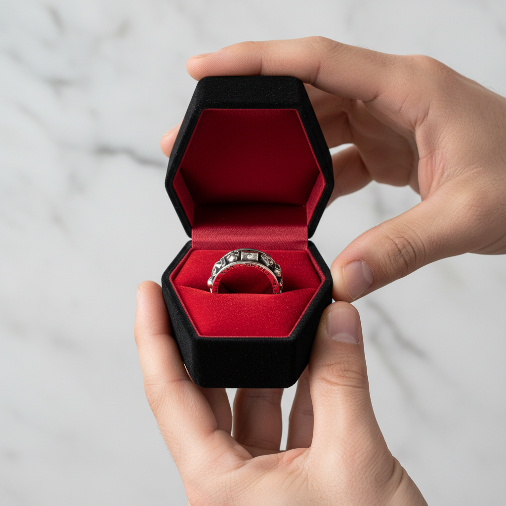 Retro Trend Skull Love Poker Rotatable Men's Band-Black Diamonds New York