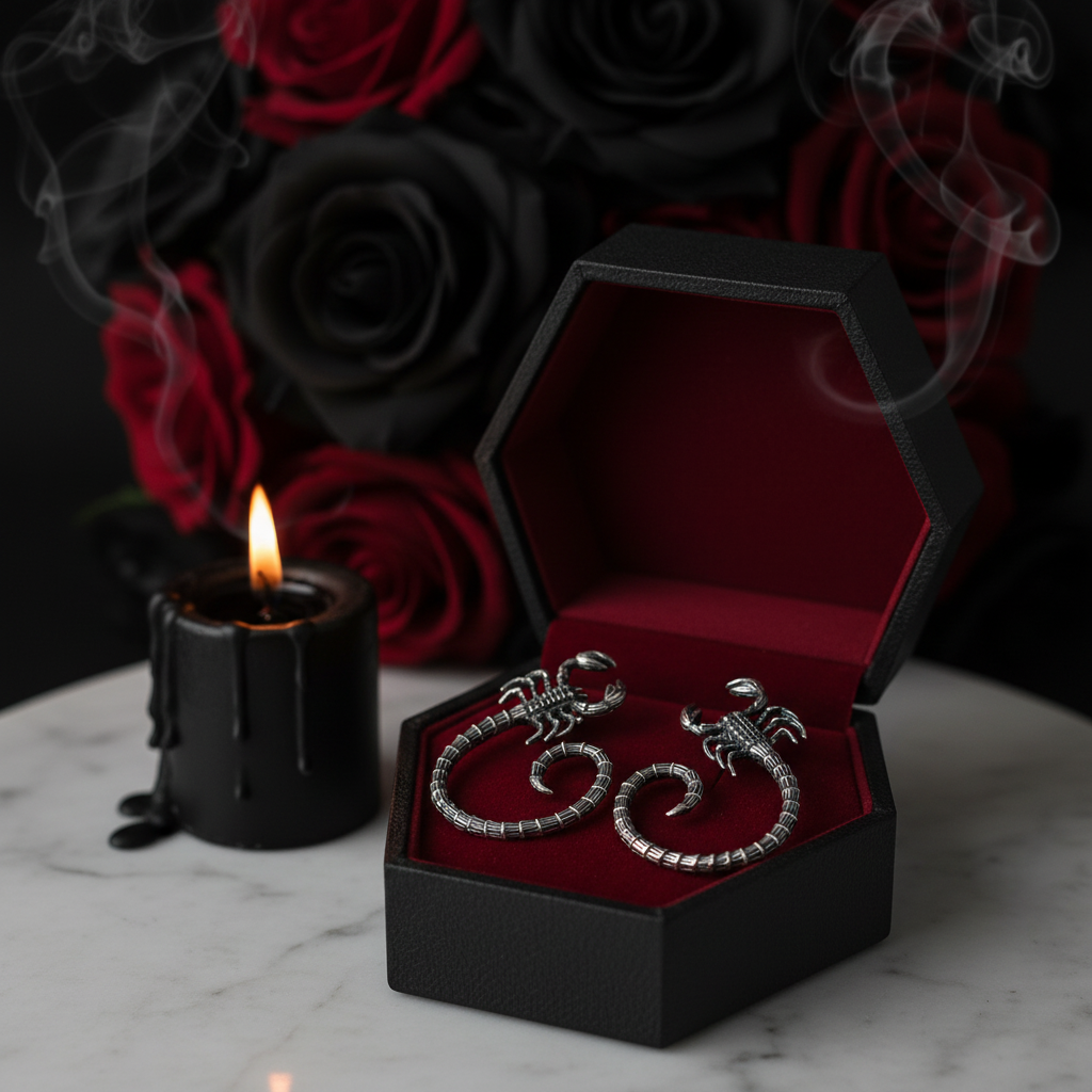 Retro Vintage Punk Option Scorpion Earrings-Black Diamonds New York