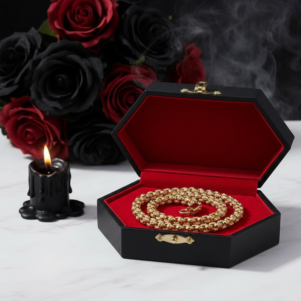 Rock Skull Head Link Chain Punk Necklace-Black Diamonds New York