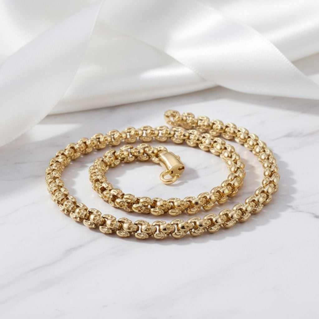 Rock Skull Head Link Chain Punk Necklace-Black Diamonds New York