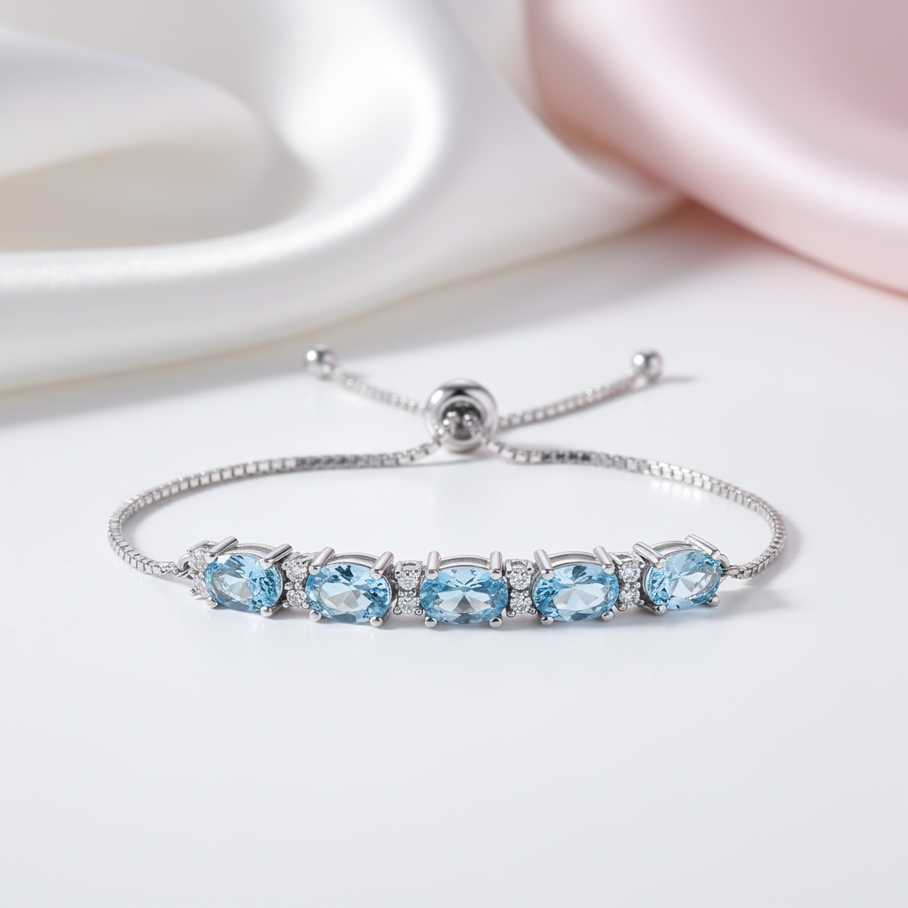 Romantic Azure Oval Cut Bracelet-Black Diamonds New York