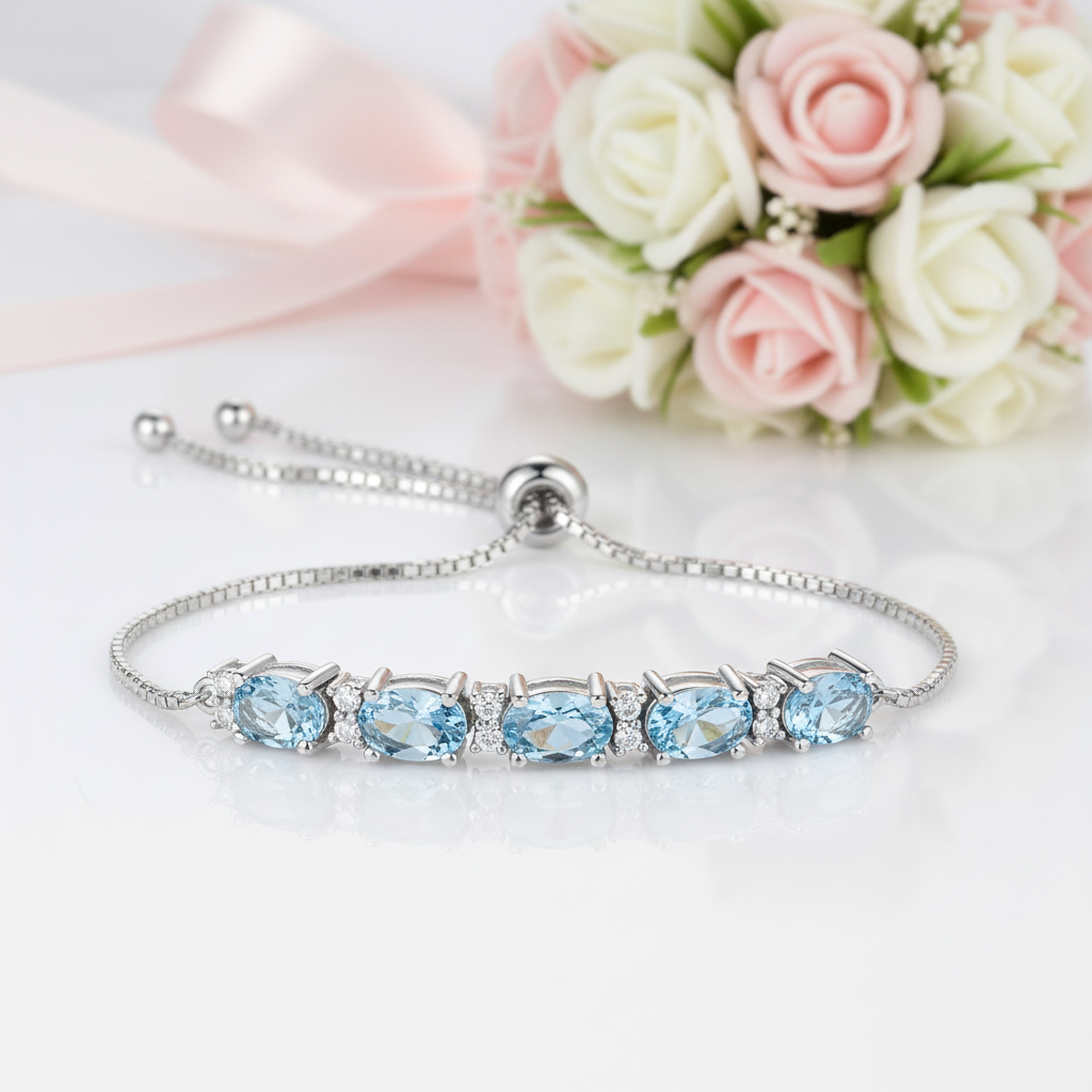 Romantic Azure Oval Cut Bracelet-Black Diamonds New York