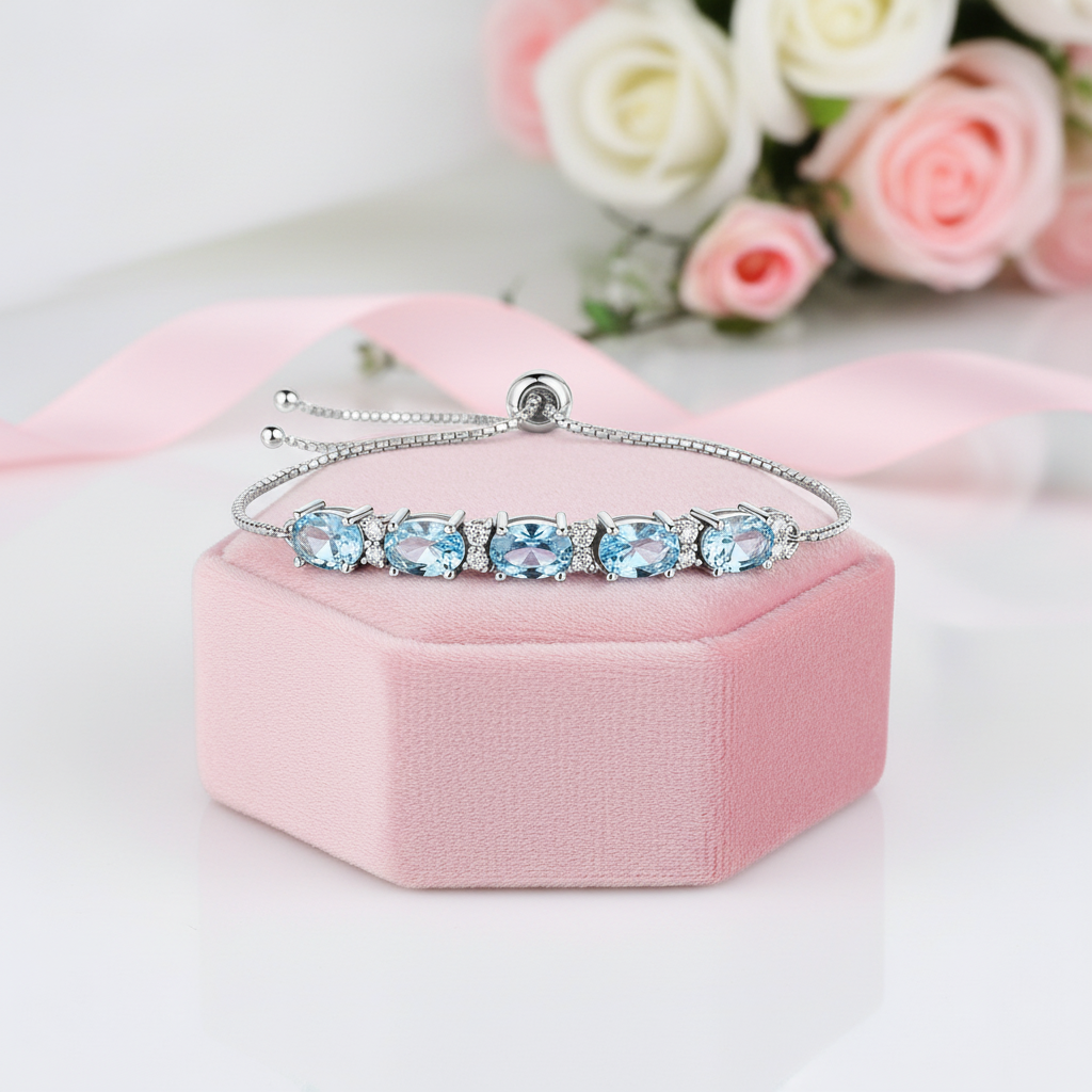 Romantic Azure Oval Cut Bracelet-Black Diamonds New York