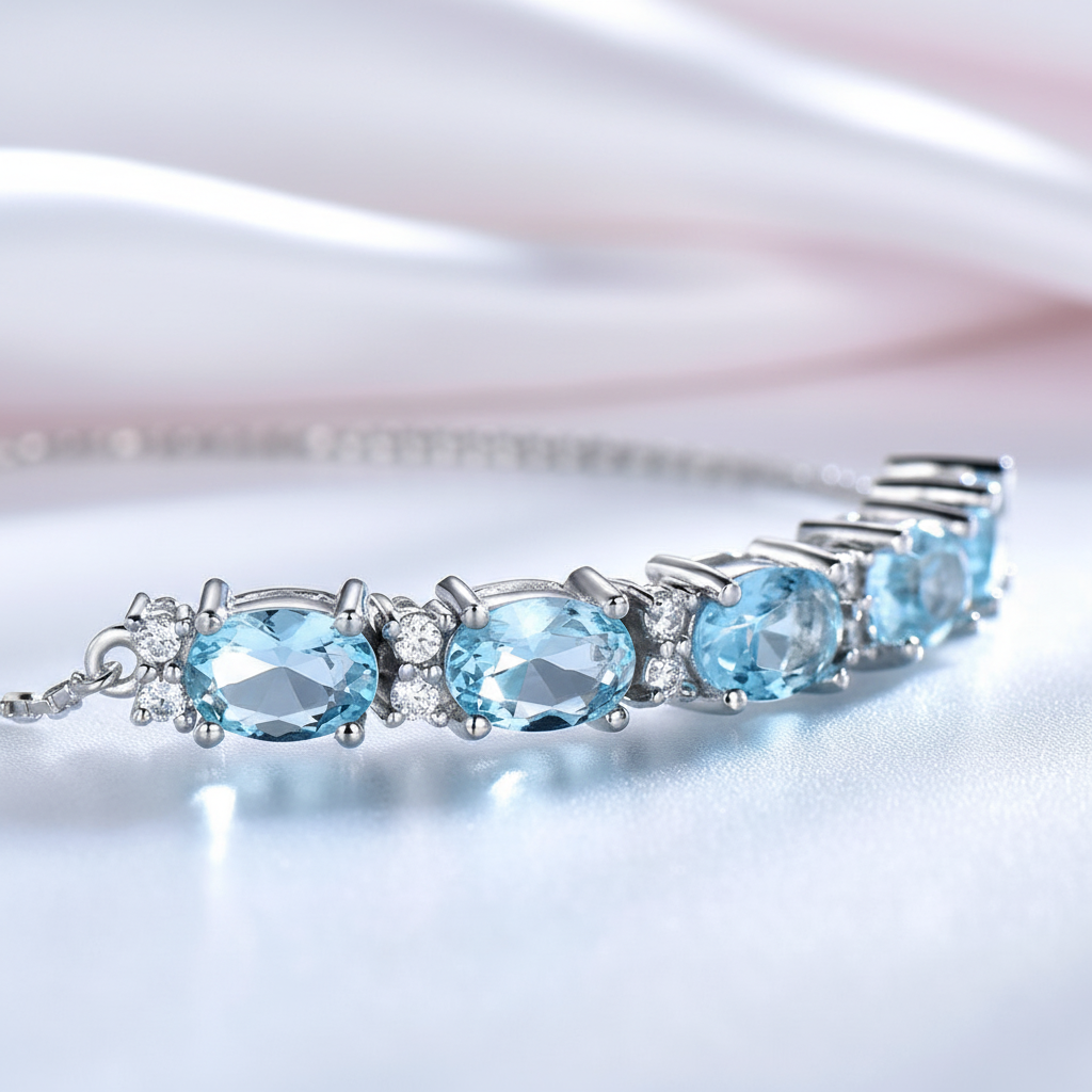 Romantic Azure Oval Cut Bracelet-Black Diamonds New York