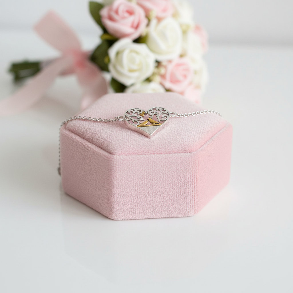 Romantic Love Bird in a Heart Bracelet-Black Diamonds New York