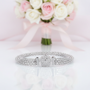 Rose Flower Flat Bracelet with Diamond-Black Diamonds New York