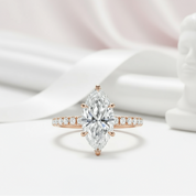 Rose Gold 1.5ct Marquise Cut Engagement Ring-Black Diamonds New York