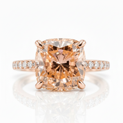 Rose Gold 3.5ct Champagne Stone Cushion Cut Engagement Ring-Black Diamonds New York