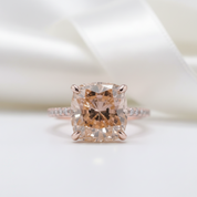 Rose Gold 3.5ct Champagne Stone Cushion Cut Engagement Ring-Black Diamonds New York