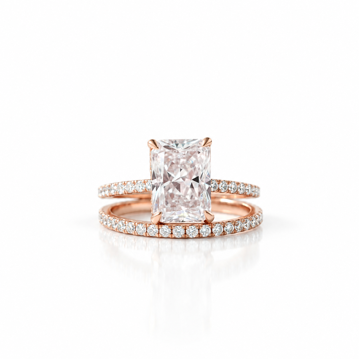 Rose Gold 3.5ct Radiant Cut Wedding Ring Set-Black Diamonds New York