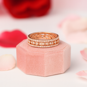 Rose Gold Art Deco 3PC Stackable Wedding Band Set-Black Diamonds New York