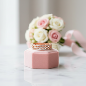 Rose Gold Art Deco 3PC Stackable Wedding Band Set-Black Diamonds New York