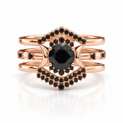 Full Moon- Radiant Celestial Moon Round Diamond Option Gothic Engagement Ring-Black Diamonds New York