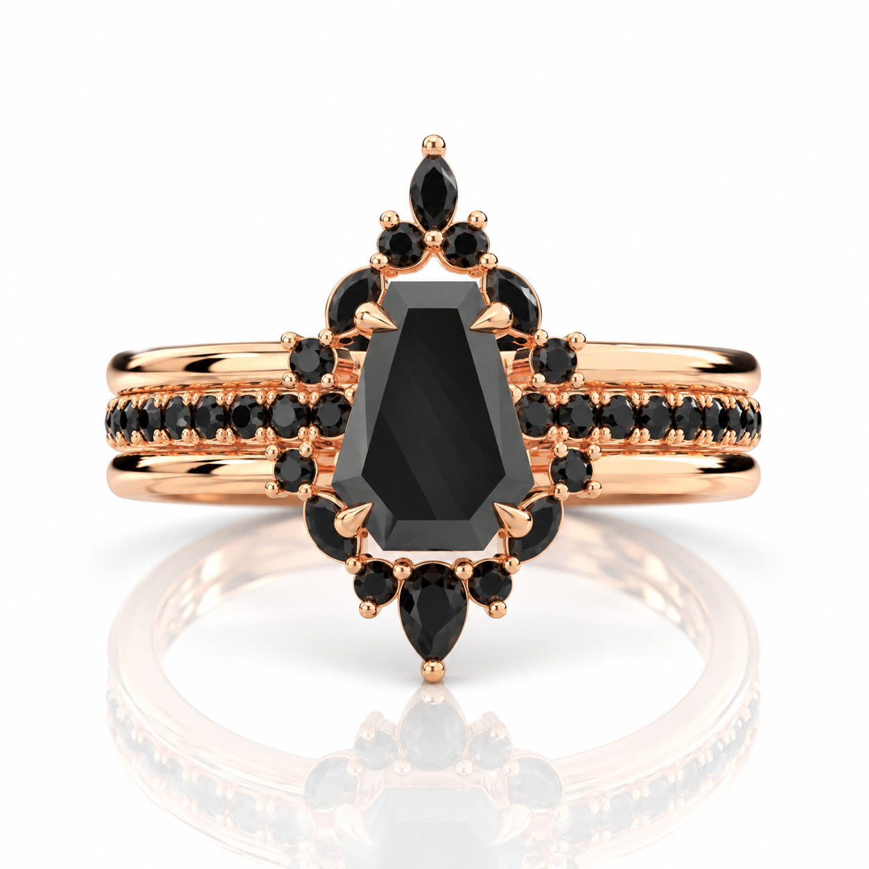 Be Mine Forever- Radiant Coffin Cut Diamond Option Gothic Wedding Ring-Black Diamonds New York