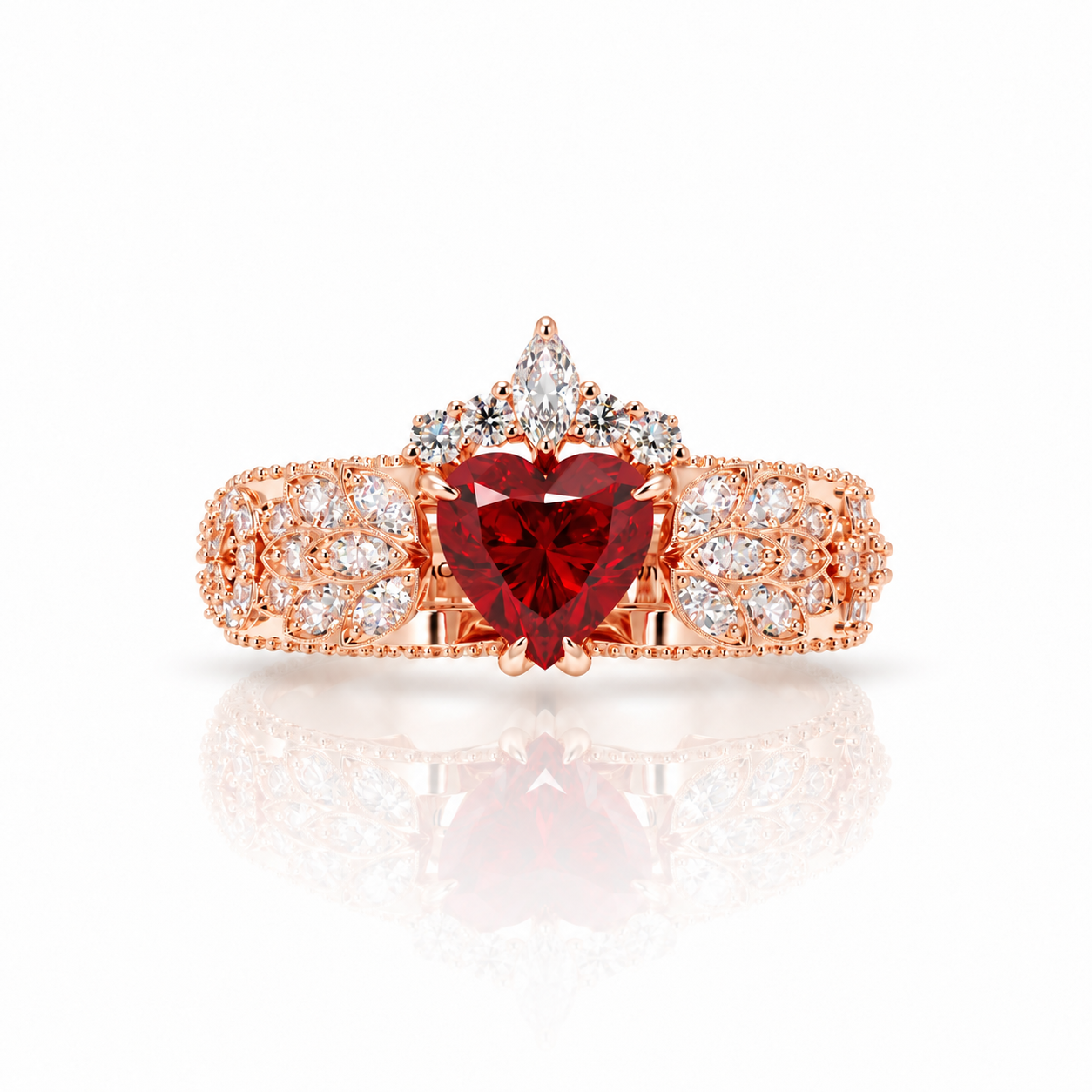 Infinity x Infinity Ring- Red Heart and Cross Diamond Option Gothic Ring-Black Diamonds New York