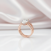 Rose Gold Oval Cut Sapphire Wedding Ring Set-Black Diamonds New York