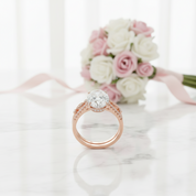 Rose Gold Oval Cut Sapphire Wedding Ring Set-Black Diamonds New York