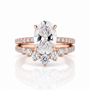 Rose Gold Oval Cut White Stone Wedding Set-Black Diamonds New York
